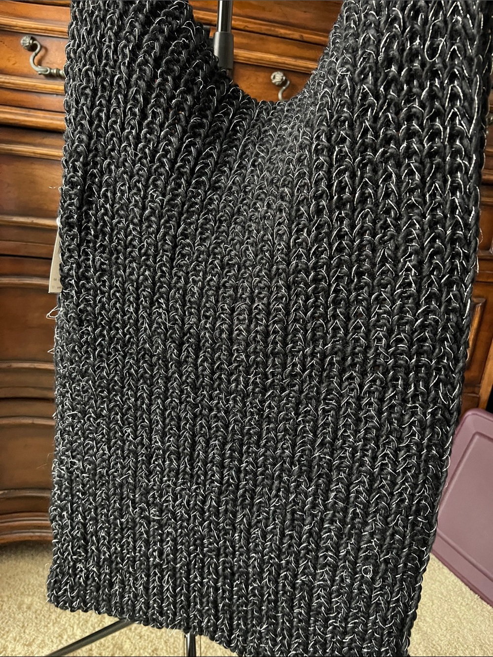 Chunky Black Knit Infinity Scarf - Women's Cozy Wrap